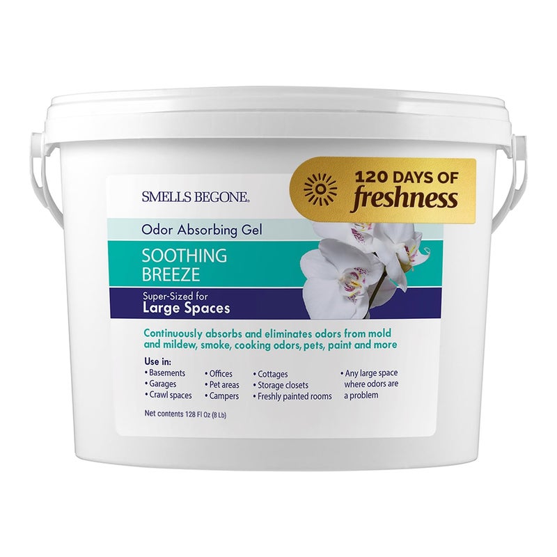 SMELLS BEGONE 1-Gallon Gel Odor Eliminator â€“ High-Capacity, Long-Lasting Absorber for Large Basements, Garages, Workshops & Commercial Areas â€“ Removes Tough Odors with Essential Oils (Soothing Breeze) - Image 1